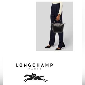 Longchamp Le Pliage Medium All Textured Leather Top Handle Bag Deep Brown